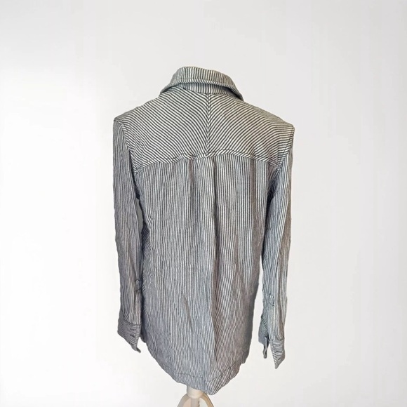 FREE PEOPLE Navy Stripe Pullover Tunic BOHO Peasant Top - Picture 2 of 7